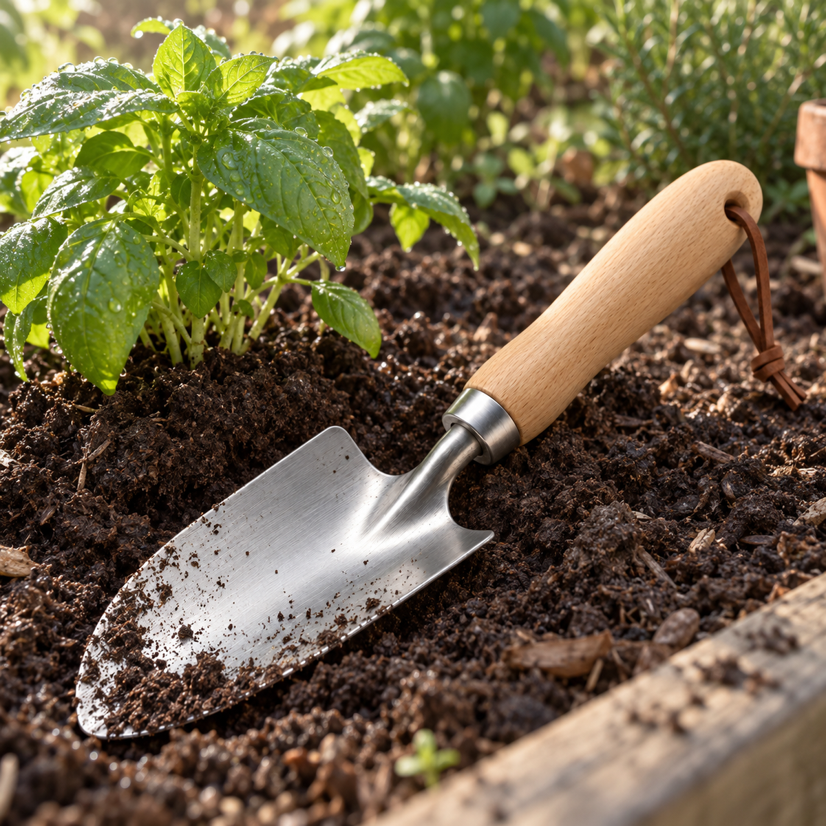 Steel Garden Trowel with Wood Handle, 12 x 3 in