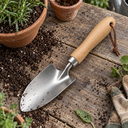 Steel Garden Trowel with Wood Handle, 12 x 3 in